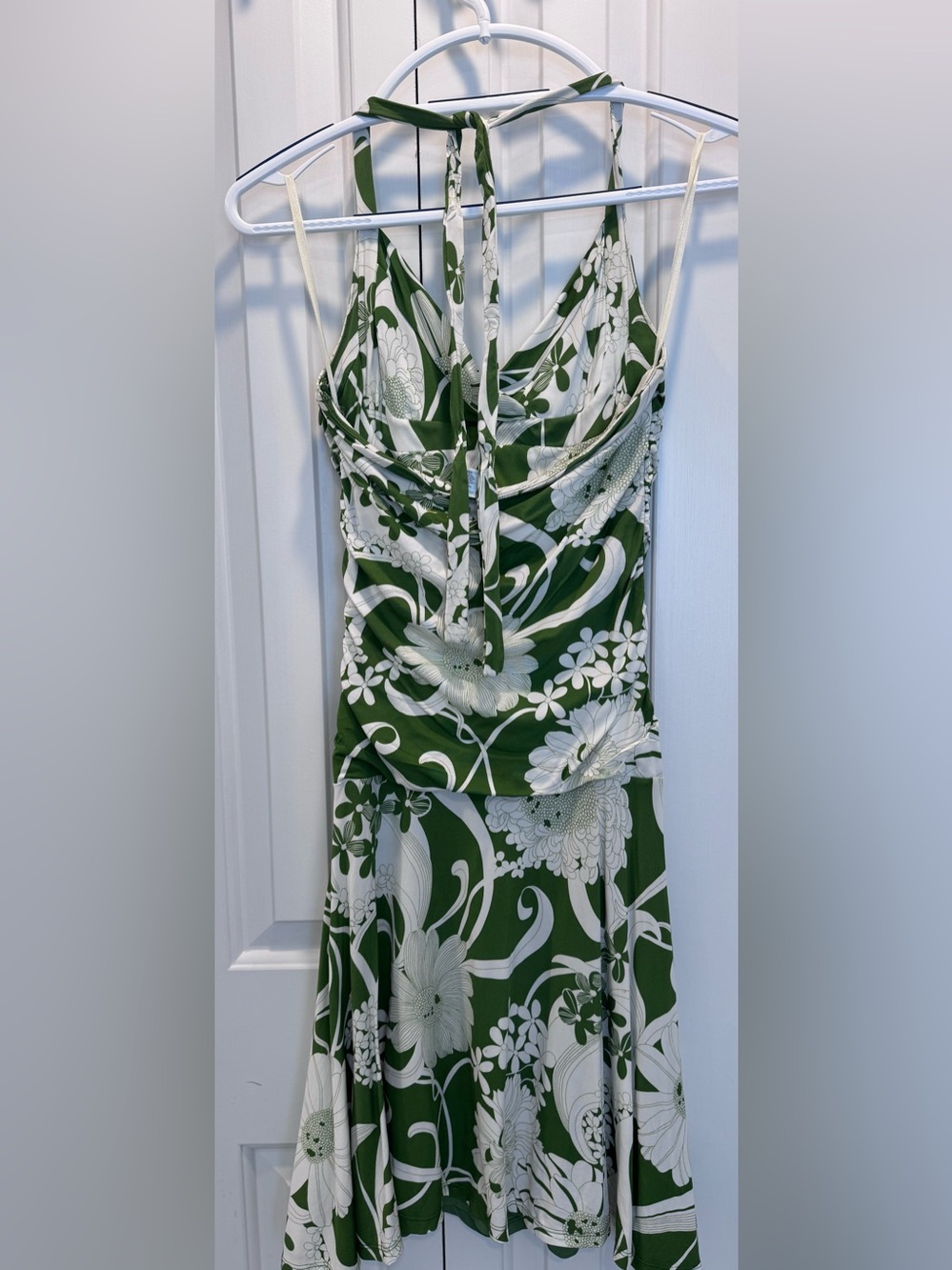 Anthropologie- Green and White Floral Midi Dress